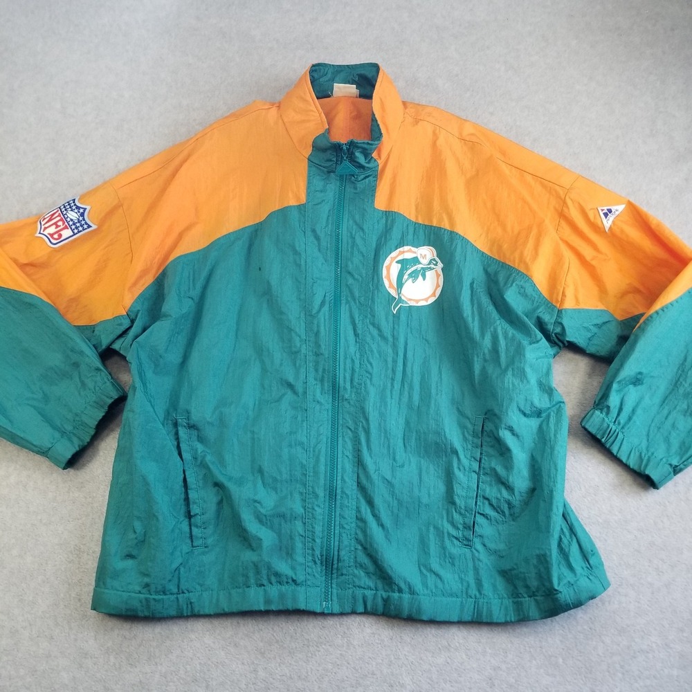 VTG Miami Dolphins Jacket Mens Extra Large Apex One NHL Green Orange NFL 90s